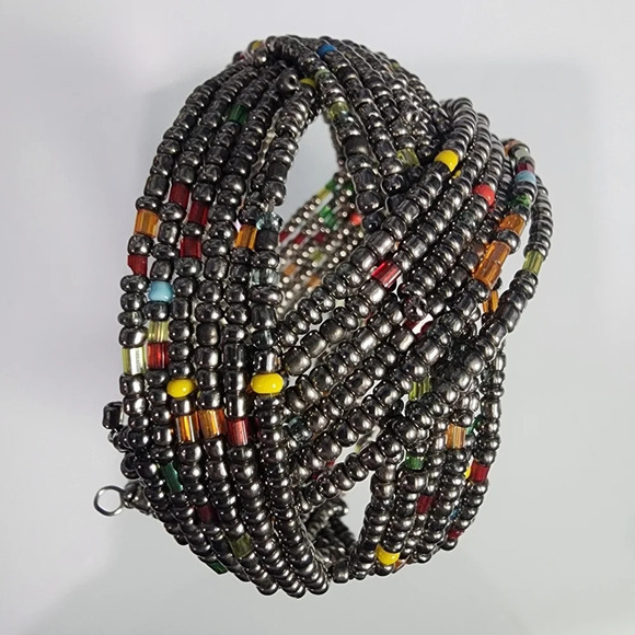 Beaded Bangle Bracelet/Bohemian Cuff - Picture 6 of 8